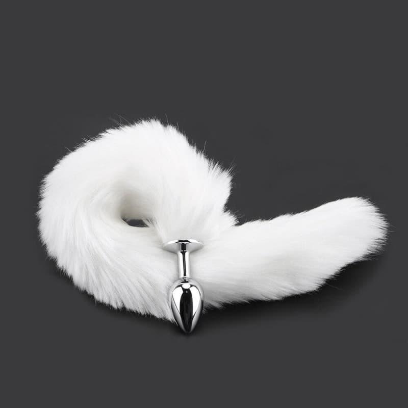 queue de renard plug anal Plug Anal Queue de Renard Métal avec Oreille Blanc